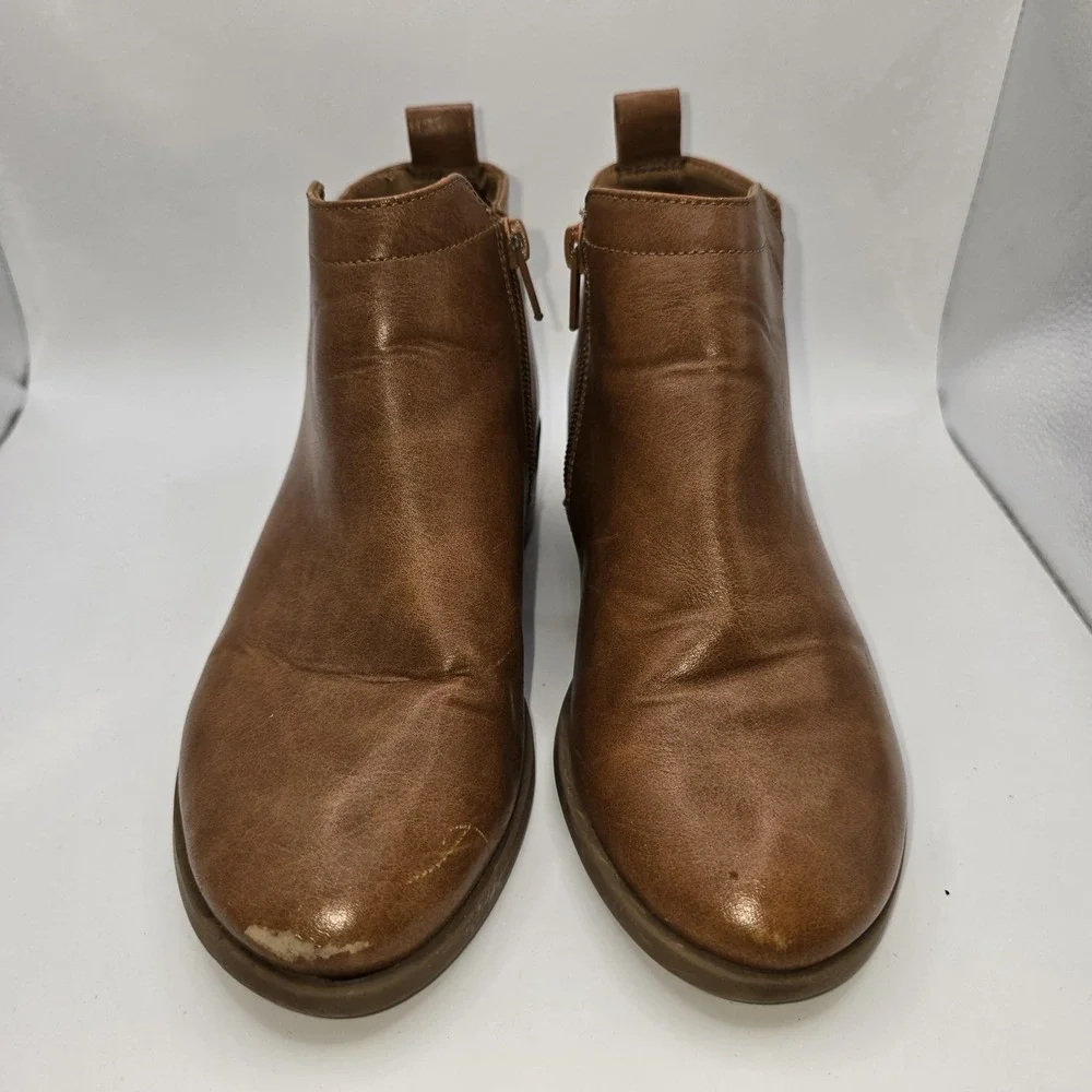 Wonder Nation Boots Girls Size 3 Brown Ankle Zip Block Heel Booties Casual